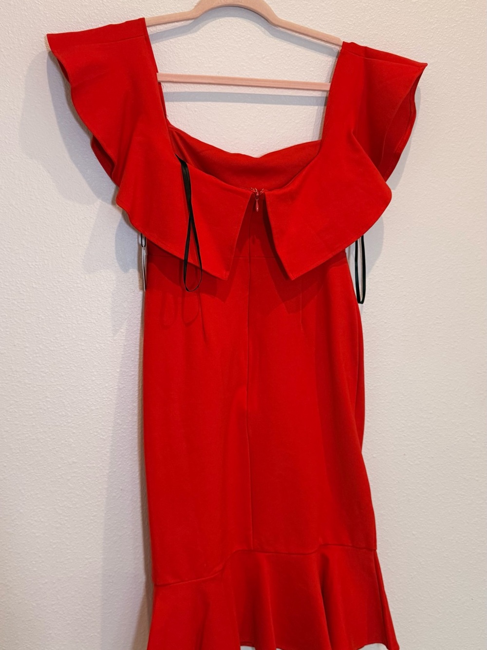 Red Off-Shoulder Ruffle Hem Dress - Picture 2 of 2